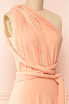 Violaine Peach Convertible Maxi Dress | Boutique 1861 side close-up