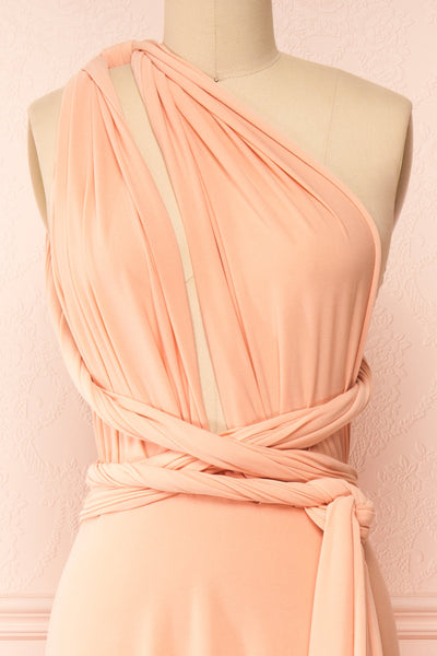 Violaine Peach Convertible Maxi Dress | Boutique 1861 front detail