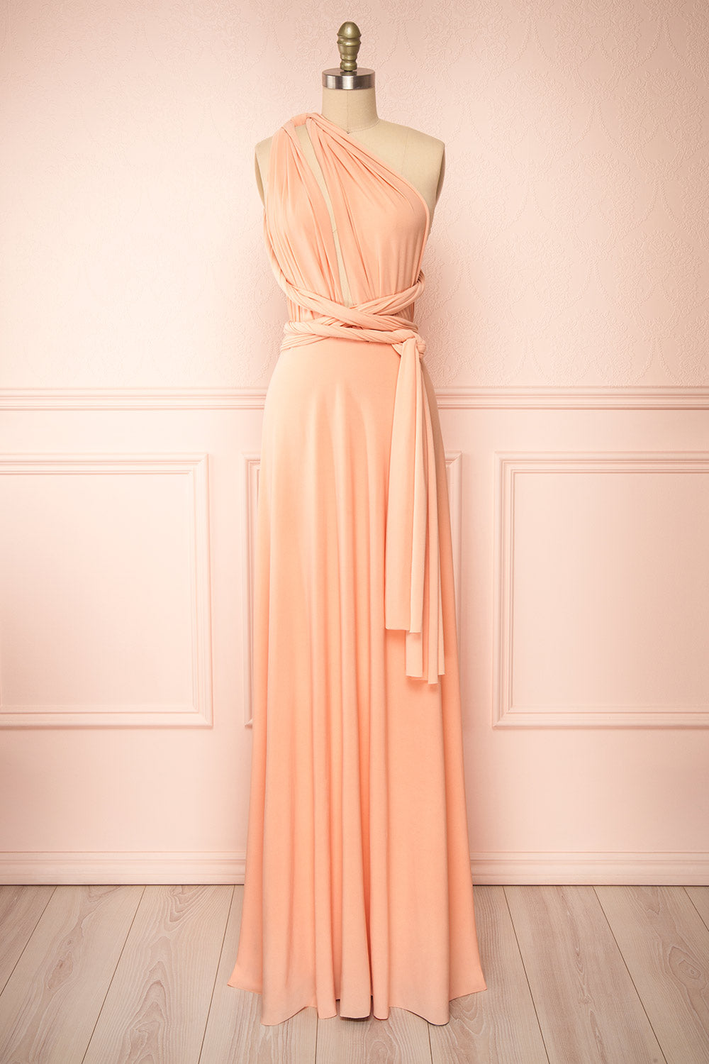 Bridesmaid Dress Coral Long Infinity Dress Short Convertible