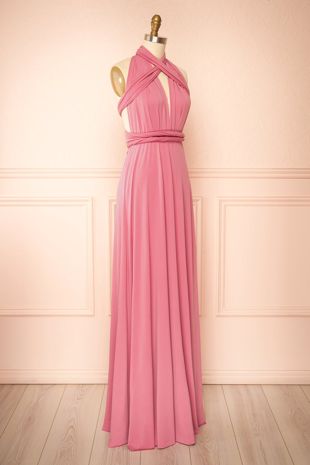 Violaine Pink Convertible Maxi Dress | Boutique 1861 side view