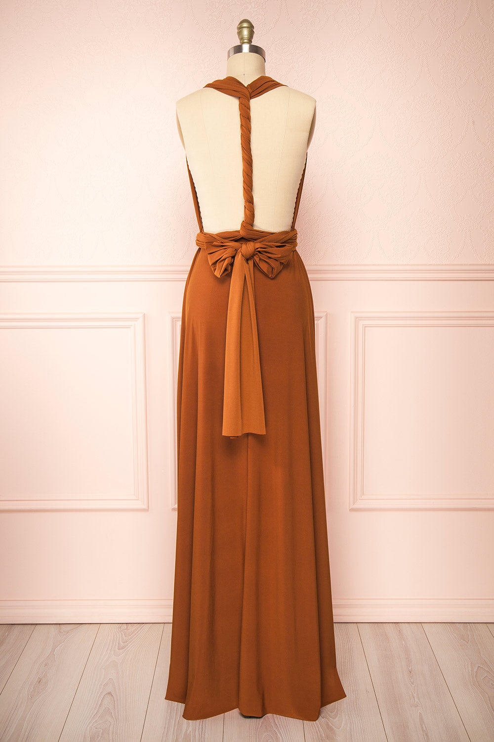 Violaine Rust Convertible Maxi Dress | Boutique 1861 back view