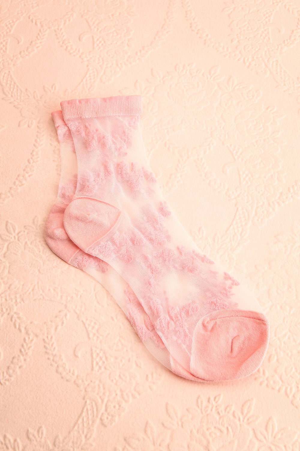 Violeta Pink Sheer Mesh Crew Socks | Boutique 1861 