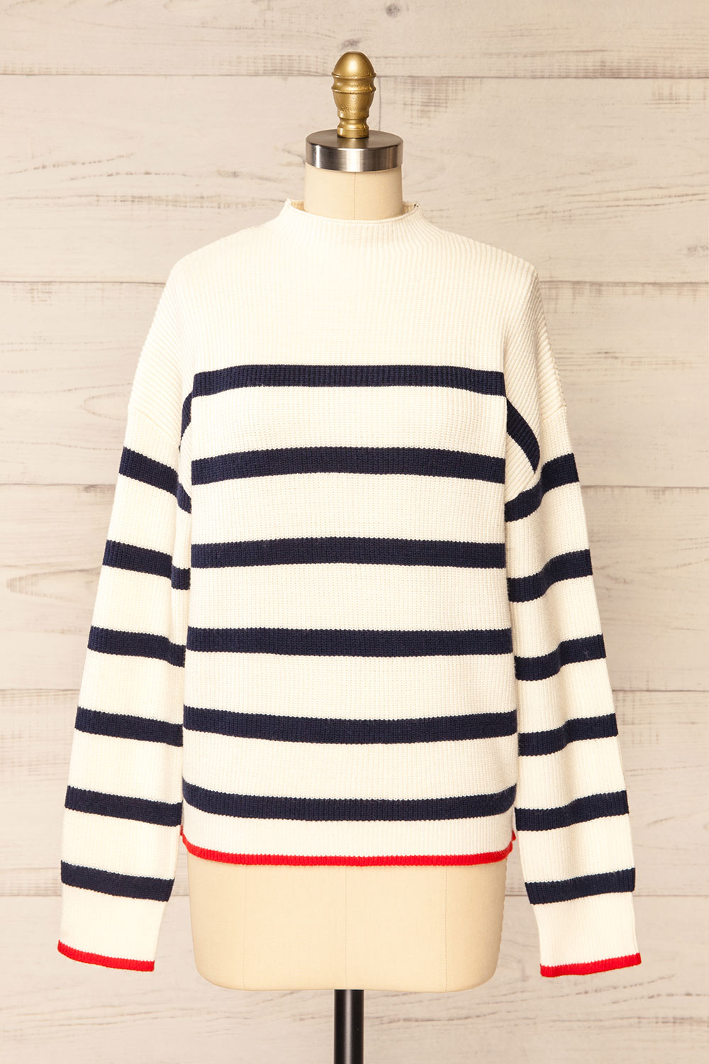 Virton White Top w/ Navy Stripes | La petite garçonne front view