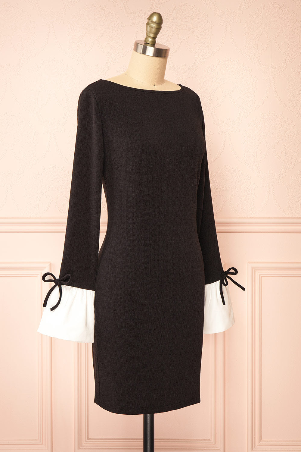 Vitalia Short Black Dress w/ Long Sleeves | Boutique 1861 side view