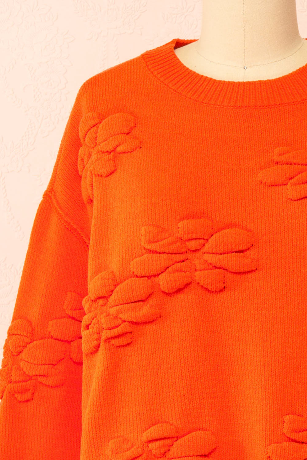 Vitis Orange Sweater w/ 3D Floral Embroidery | Boutique 1861 front