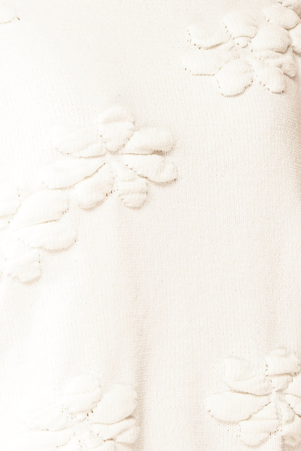 Vitis White Sweater w/ 3D Floral Embroidery | Boutique 1861  fabric 