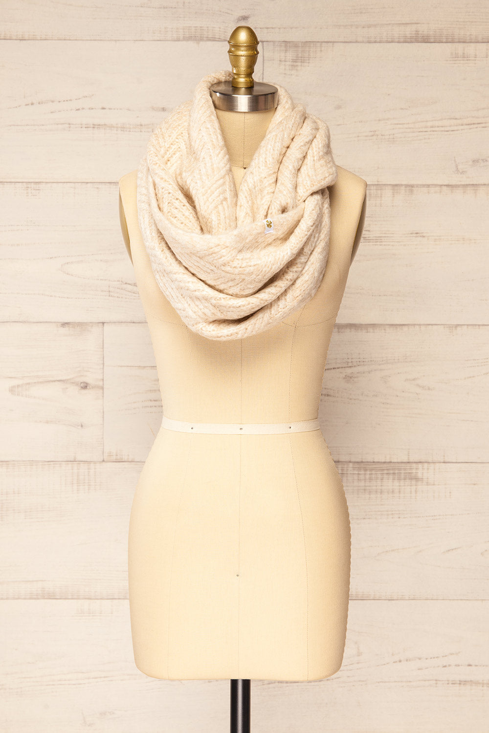 Vonderbone Beige Knit Infinity Scarf | La petite garçonne view