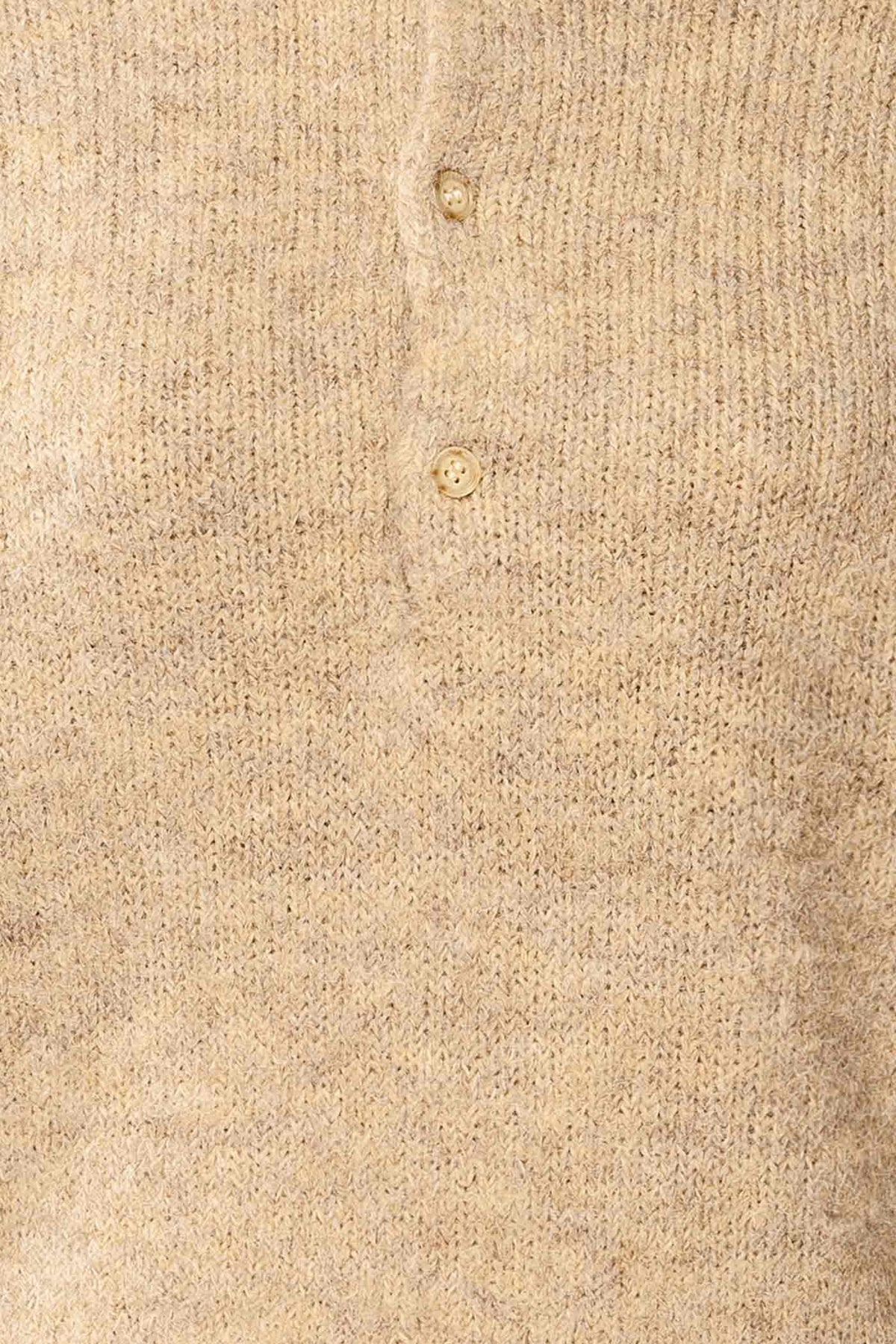 fabric view of Voront Beige Knit Sweater with Polo Neck at La petite garçonne