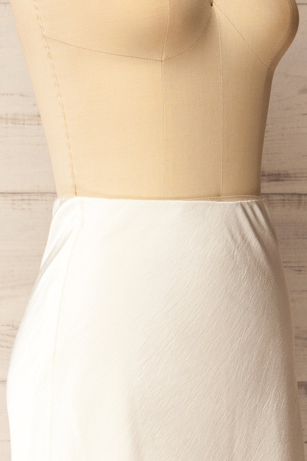 Vrako Ivory Midi Satin Skirt with Lace | La petite garçonne side
