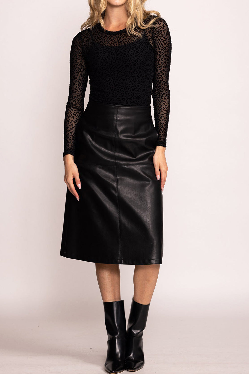 Leather midi skirt petite hotsell