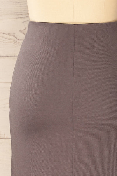 Warkalyk Grey Straight Midi Skirt | La petite garçonne backc lose-up