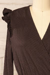 Warkgal Black V-Neck Top w/ Long Sleeves | La petite garçonne front close-up