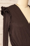 Warkgal Black V-Neck Top w/ Long Sleeves | La petite garçonne side close-up