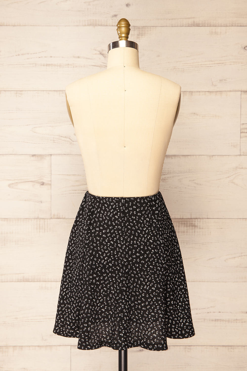 Warsop Black A-Line floral Skirt | La petite garçonne back view