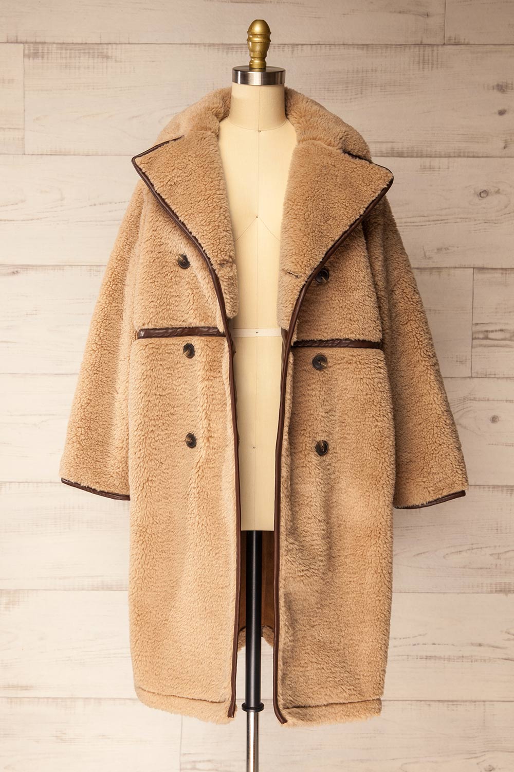 Warwick Beige Button-Up Teddy Coat | La petite garçonne open view 