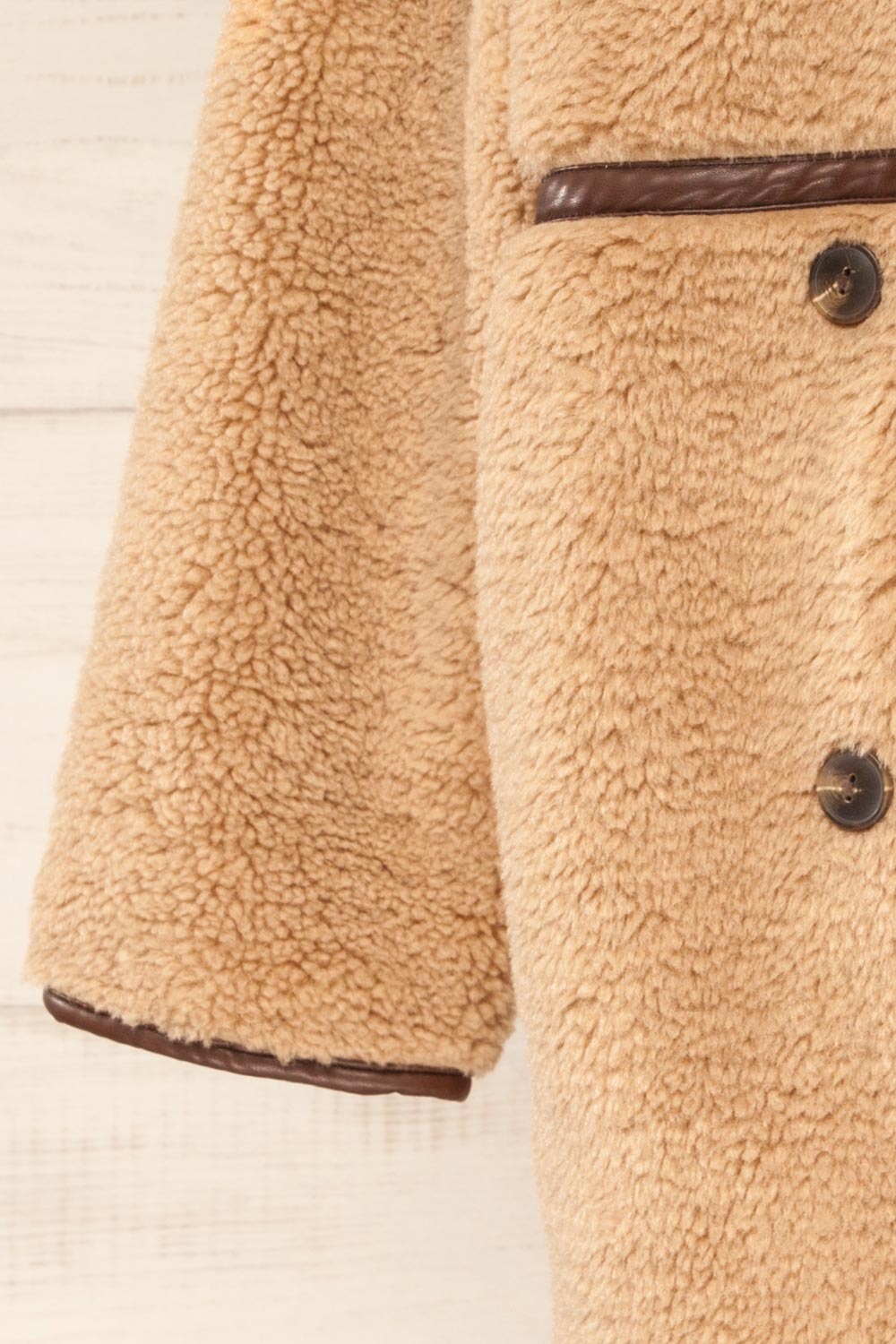 Warwick Beige Button-Up Teddy Coat | La petite garçonne sleeve 