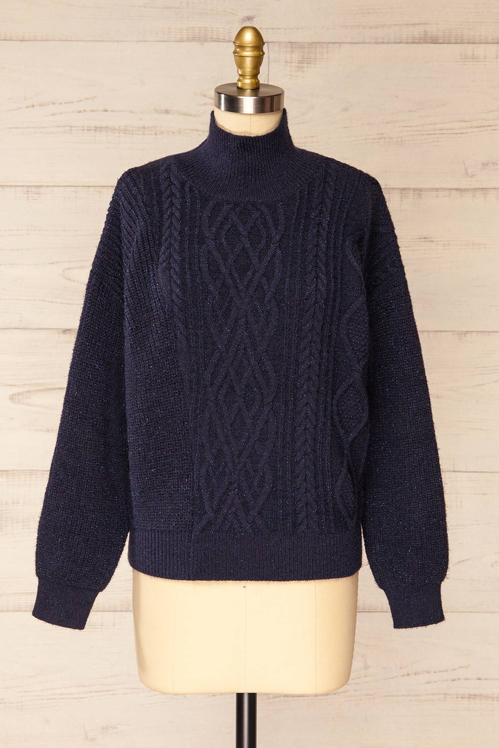 Waterbury Sparkling Navy Turtleneck Sweater | La petite garçonne front view