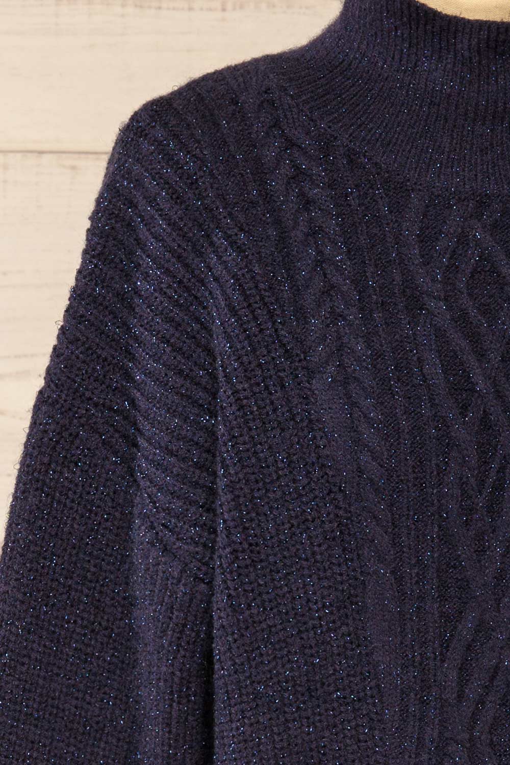 Waterbury Sparkling Navy Turtleneck Sweater | La petite garçonne side