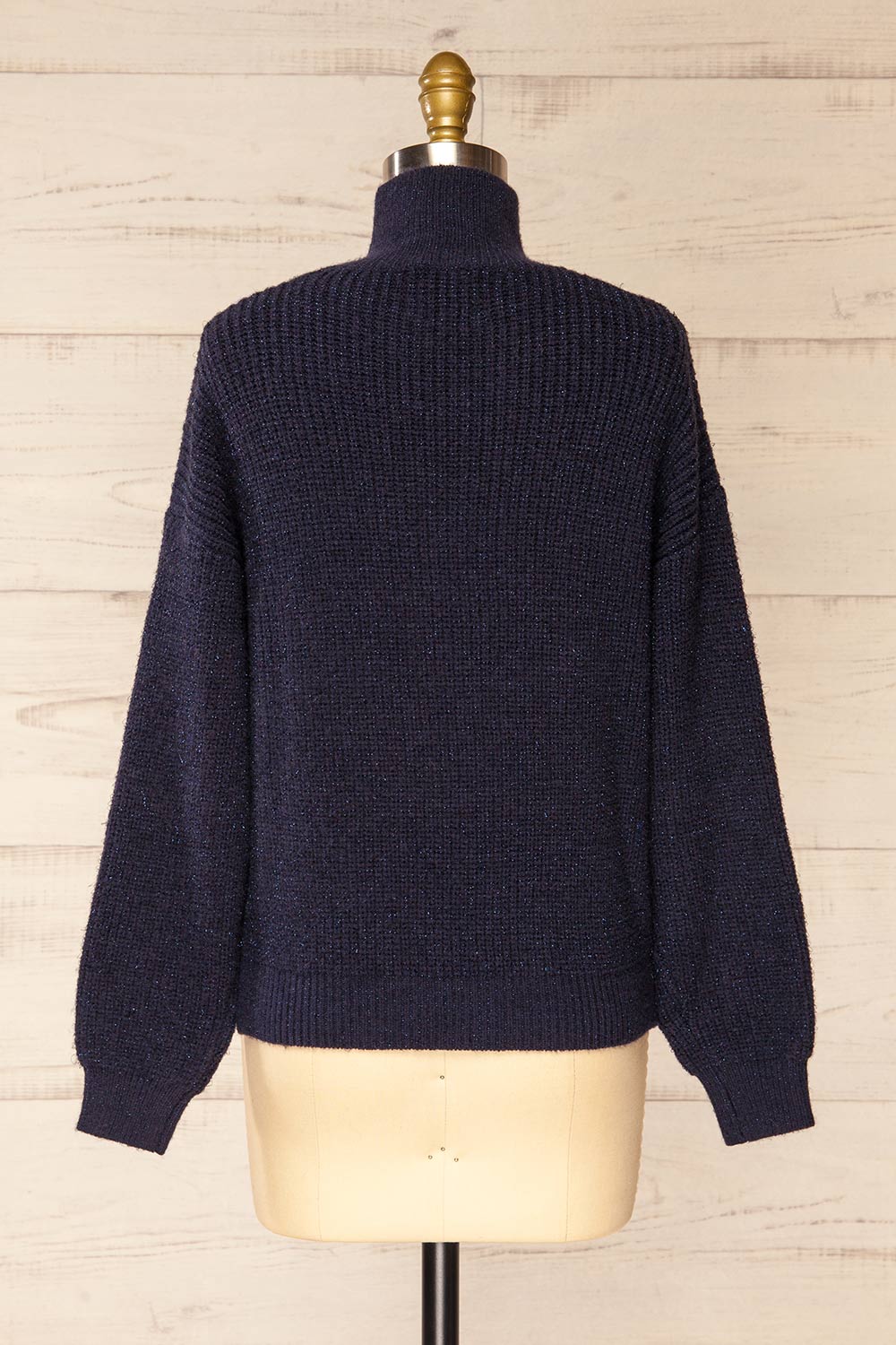 Waterbury Sparkling Navy Turtleneck Sweater | La petite garçonne back view