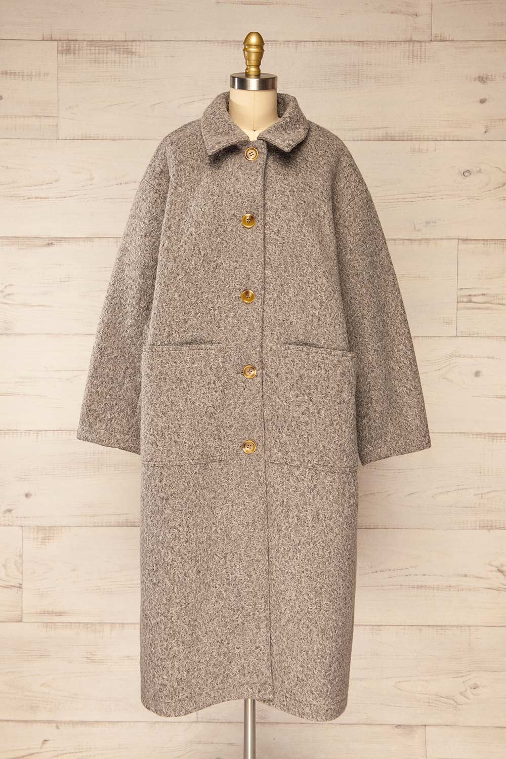 Wayward Grey Long Coat w/ Large Pockets | La petite garçonne front view