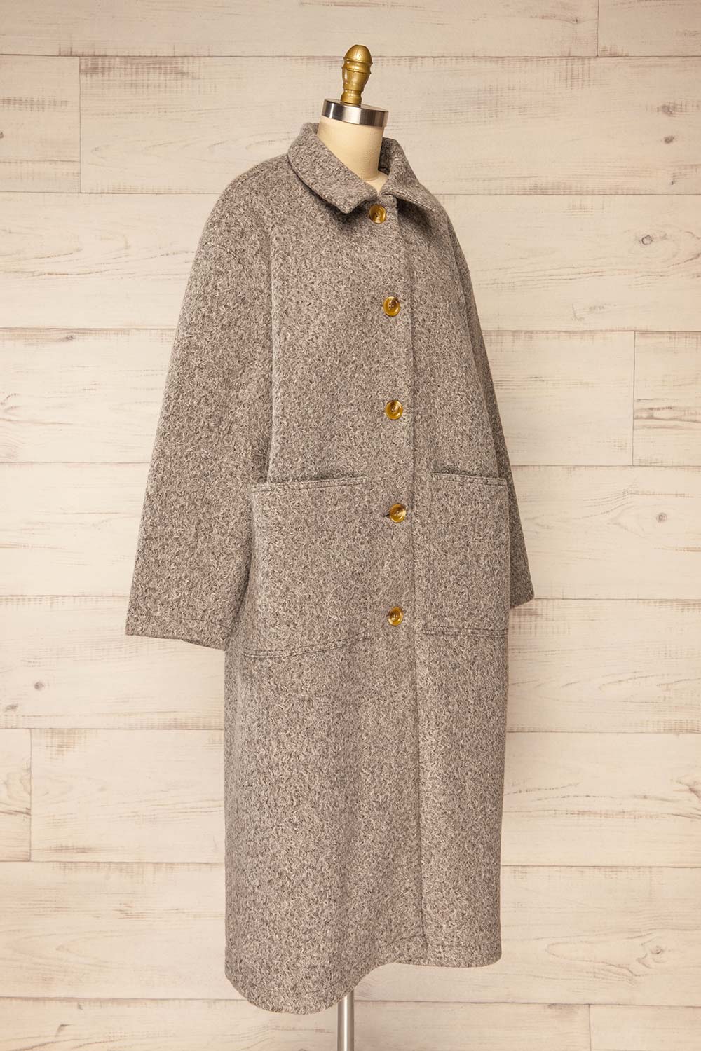 Wayward Grey Long Coat w/ Large Pockets | La petite garçonne side view