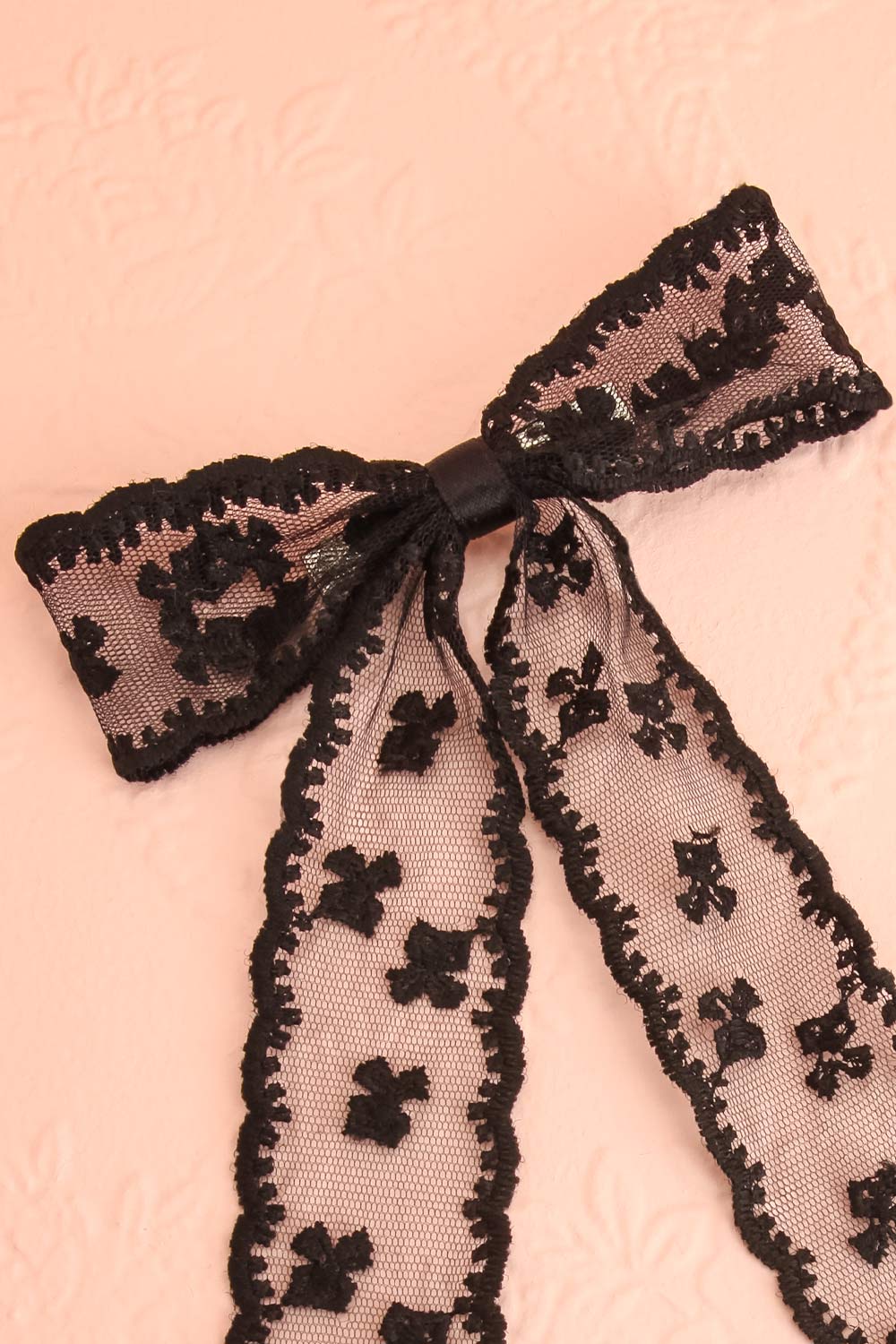 Wednesday Black Lacy Bow Hair Clip | Boutique 1861 front close-up