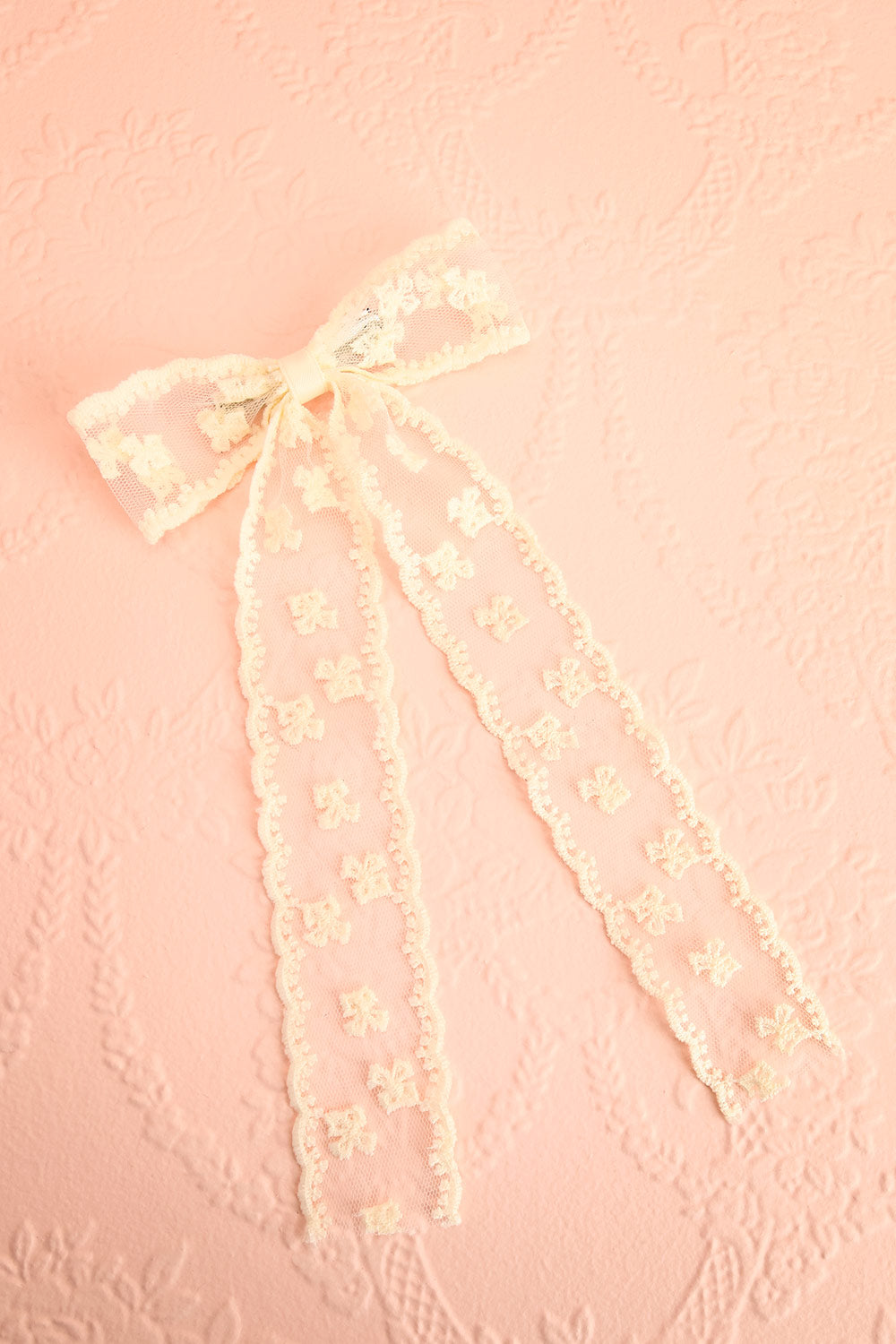 Wednesday Ivory Lacy Bow Hair Clip | Boutique 1861 front view