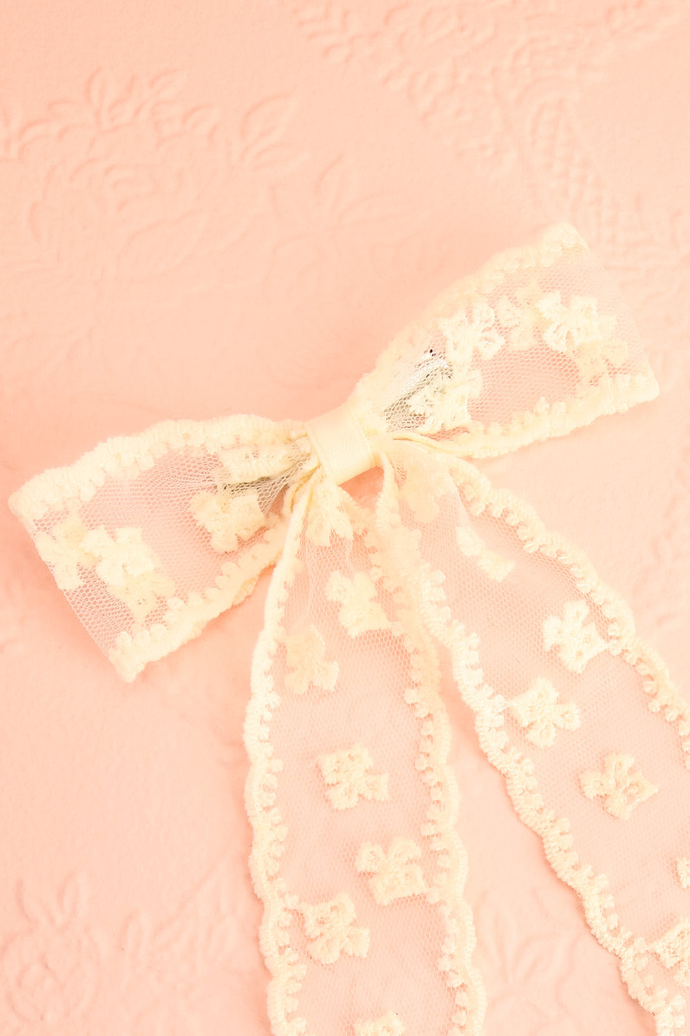 Wednesday Ivory Lacy Bow Hair Clip | Boutique 1861 front close-up