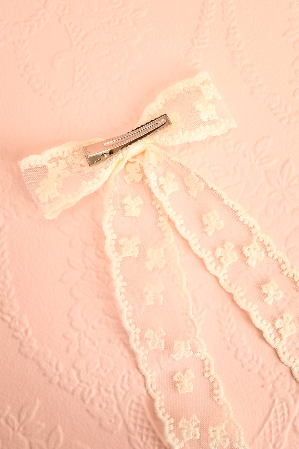 Wednesday Ivory Lacy Bow Hair Clip | Boutique 1861 back view