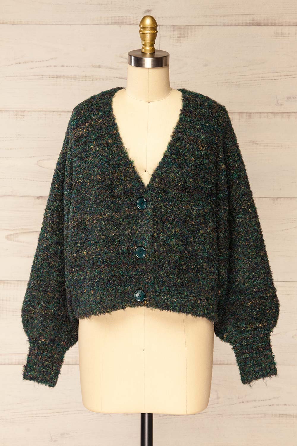 Welp Green Soft Knit Cardigan | La petite garçonne front view