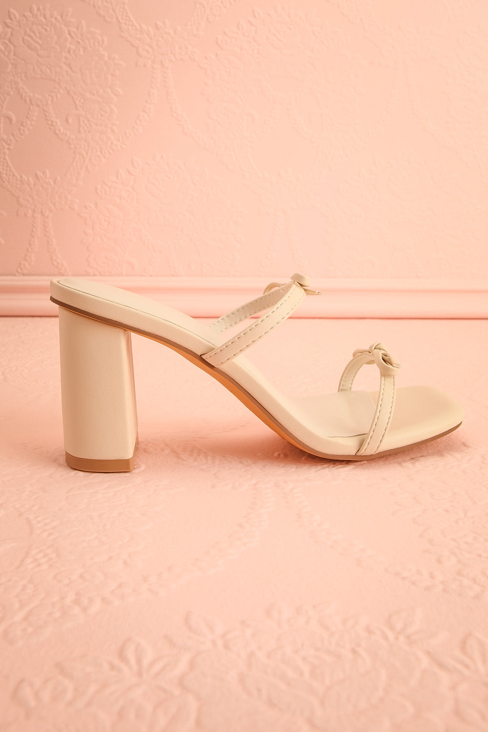 Wendie Ivory Square-Toe Block Heel with Bow Detail | Boutique 1861 side view