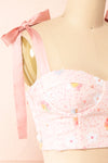Wendy Pink Bustier Crop Top w/ Sequins | Boutique 1861 side close-up
