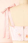 Wendy Pink Bustier Crop Top w/ Sequins | Boutique 1861 back close-up