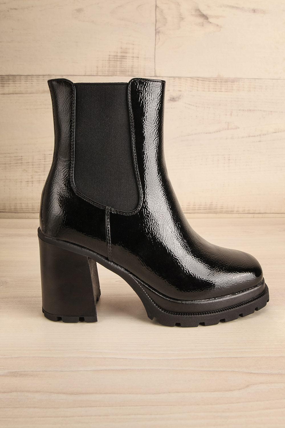 Westie Black Platform Heeled Boots | La petite garçonne side view