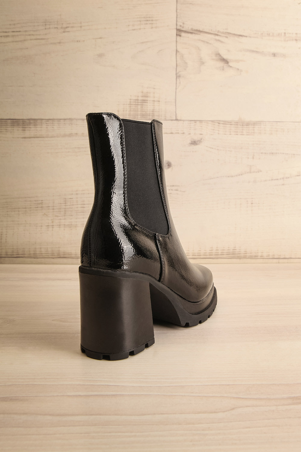 Westie Black Platform Heeled Boots | La petite garçonne back view