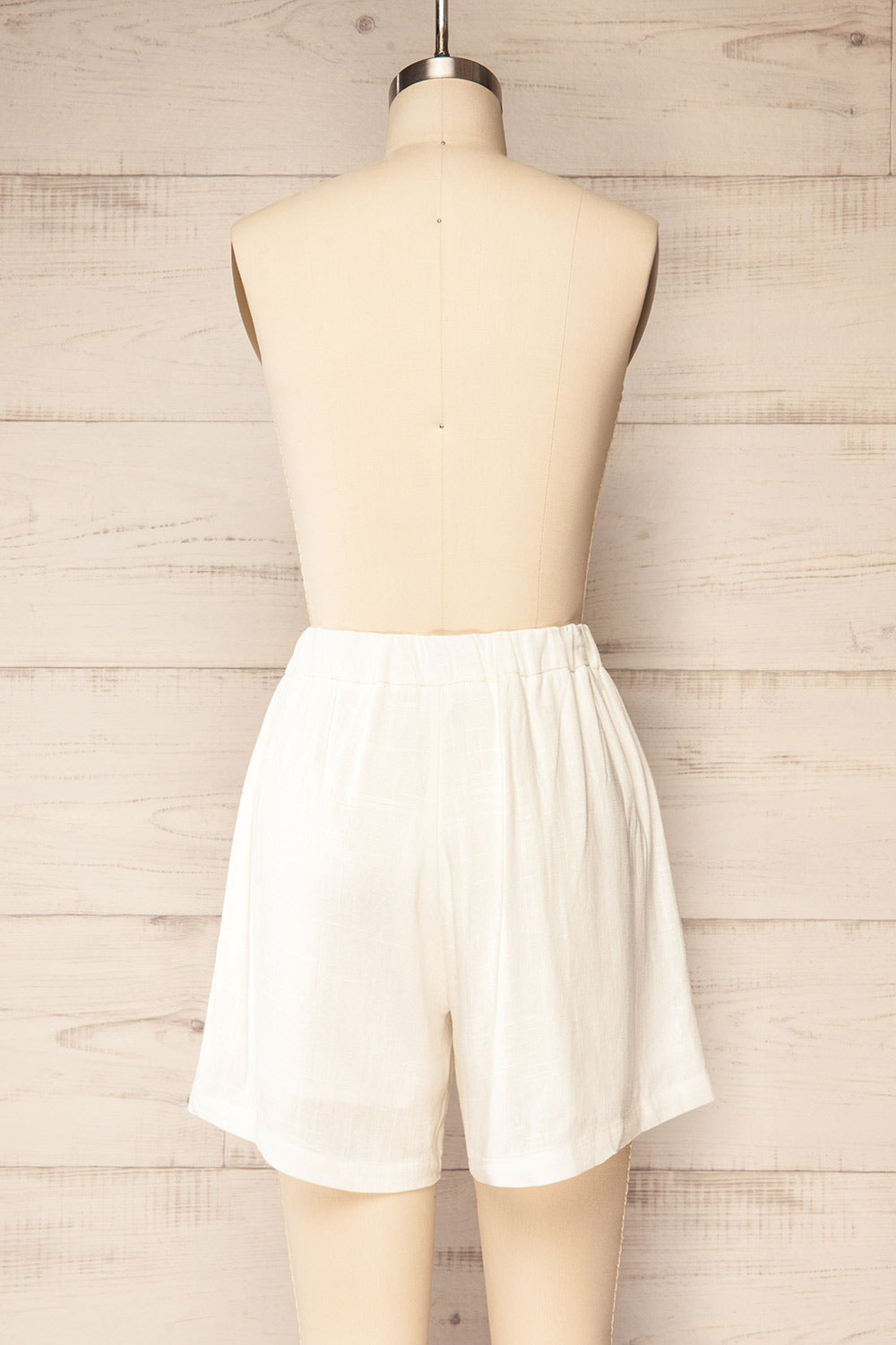 Wharfedale White Linen Shorts w/ Elastic Waistline back view
