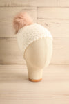 Whitby White Knit Tuque w/ Pompom | La petite garçonne front view
