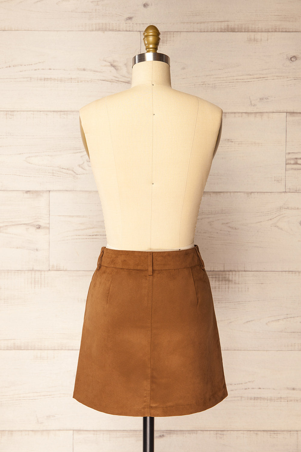 Wichita Short Brown Faux Suede Skirt | La petite garçonne back view