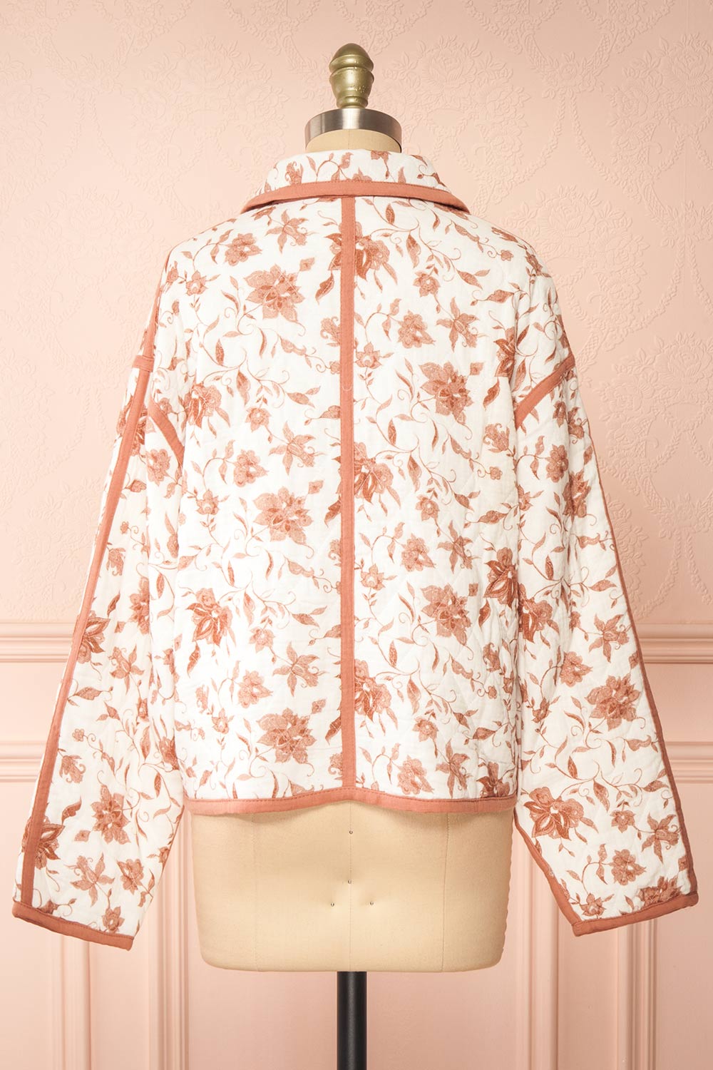 Wickette White Quilted Coat w/ Floral Print | Boutique 1861 back view