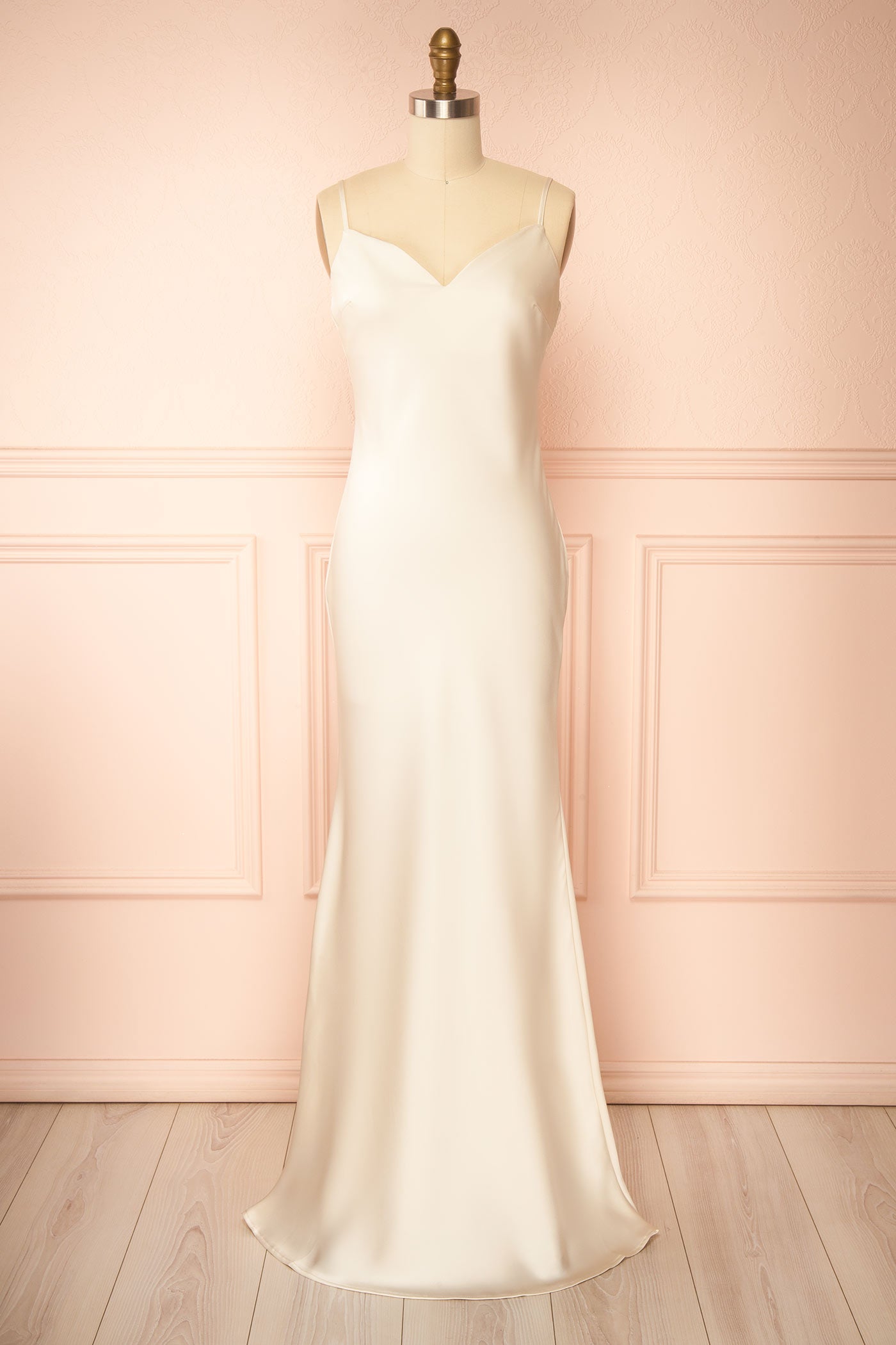 Wilder | Ivory Satin Sleeveless Maxi Dress with Matching Shawl