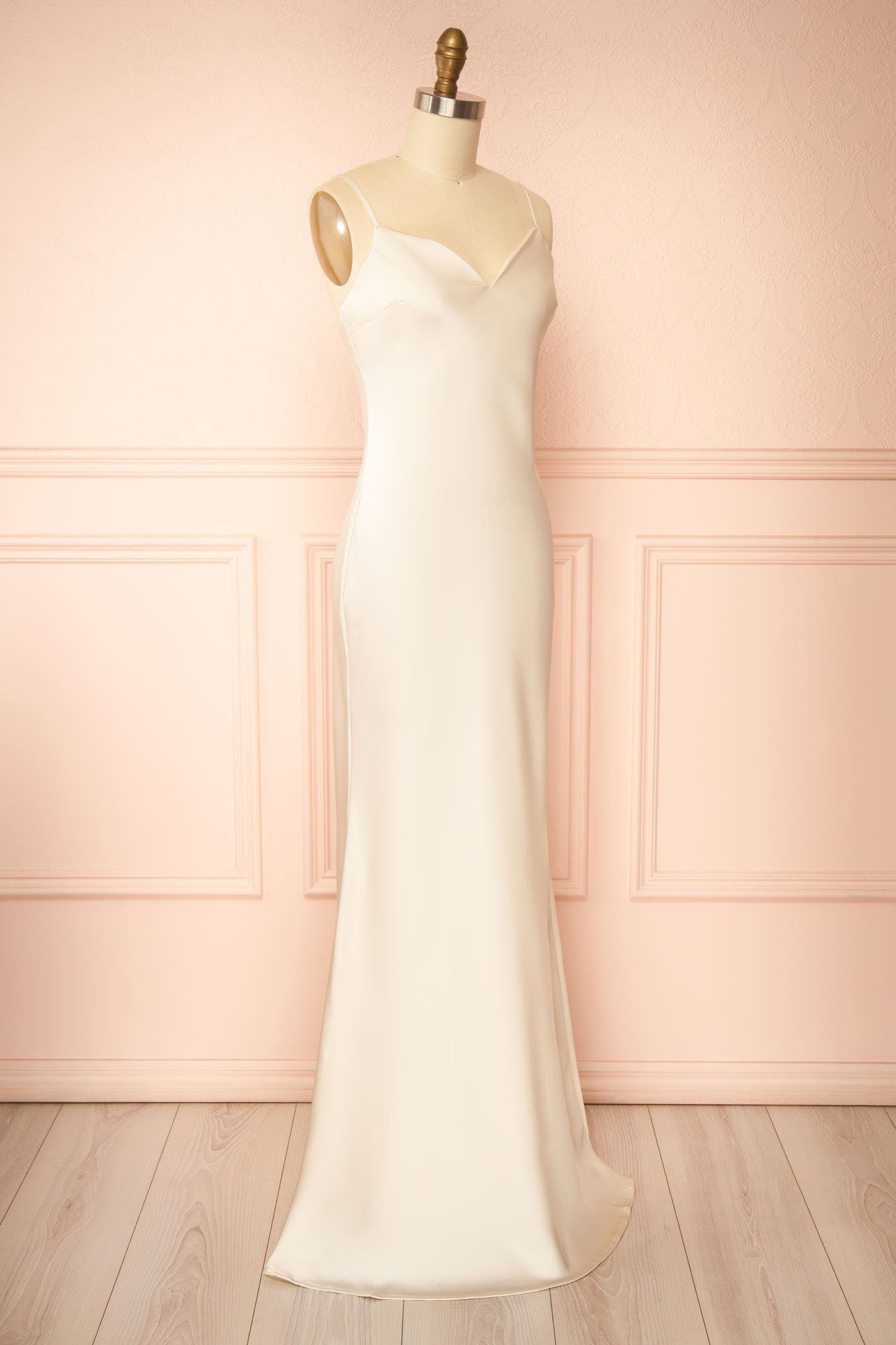 Wilder | Ivory Satin Sleeveless Maxi Dress with Matching Shawl