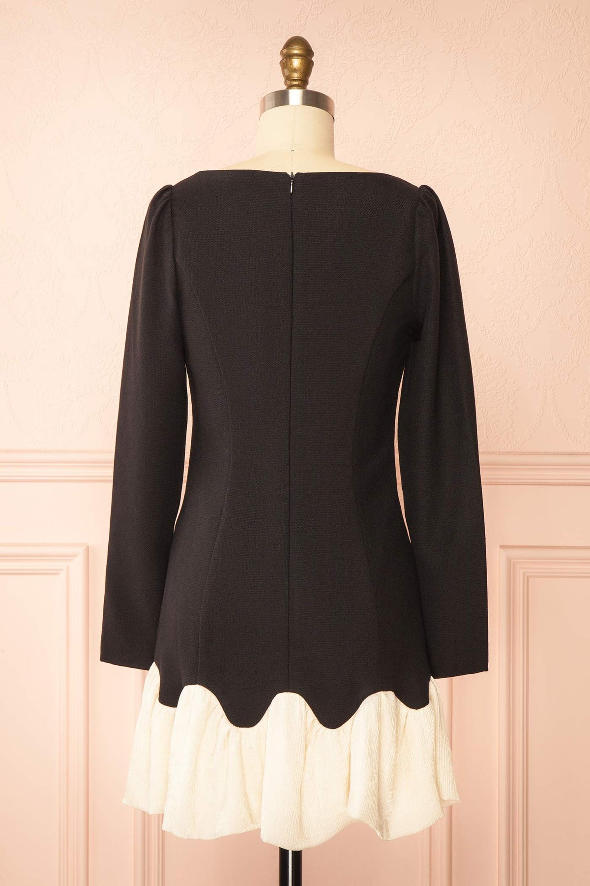 Back view of Wilima Black Short Dress with Bubble Skirt at Boutique 1861