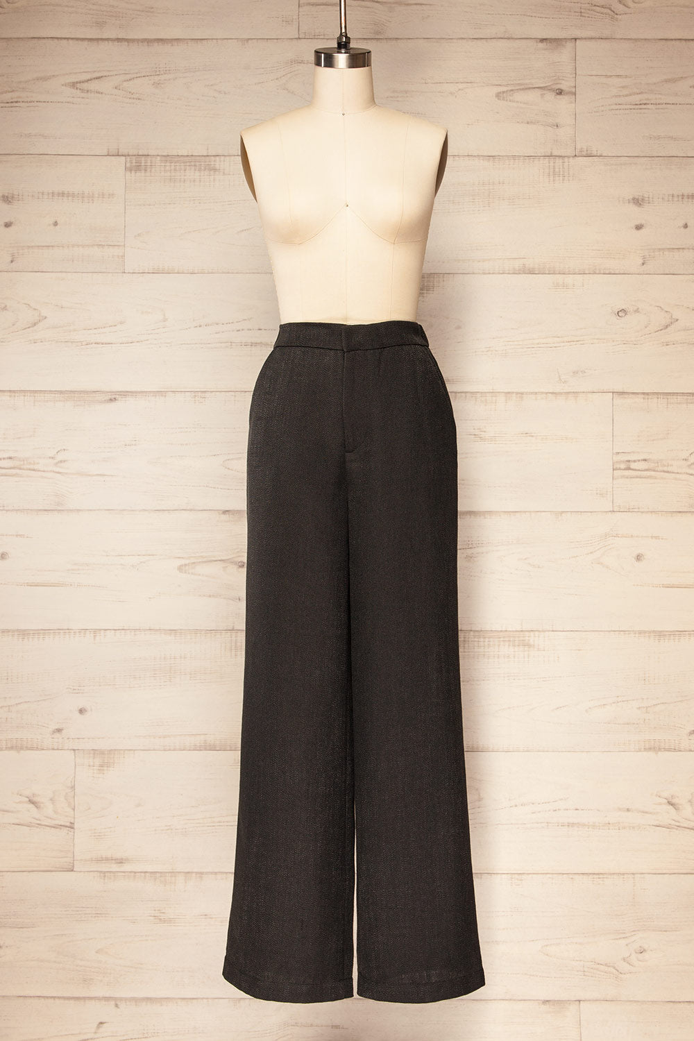 Wingston Black Wide-Leg Pants | La petite garçonne front view