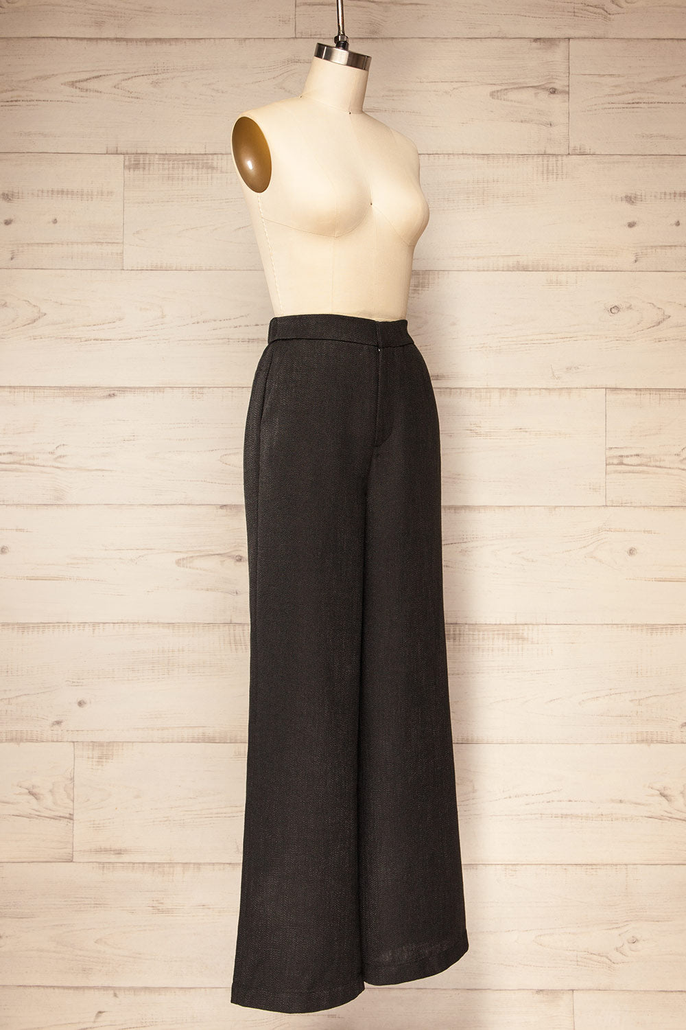 Wingston Black Wide-Leg Pants | La petite garçonne side view