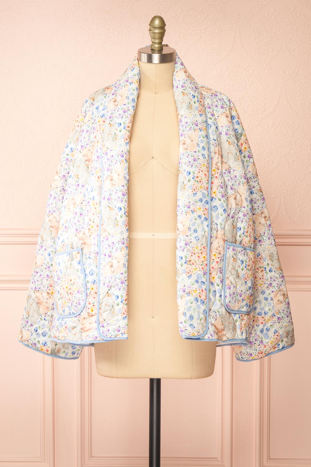 Wittie Floral Quilted Pastel Floral Jacket | Boutique 1861 front view