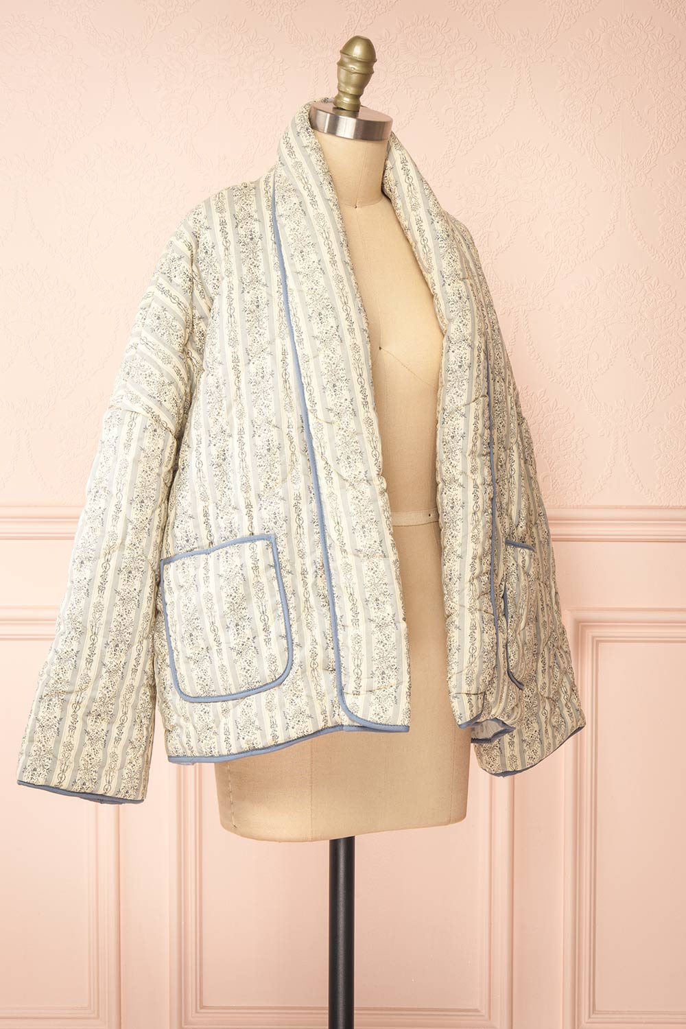 Wittie Stripes Quilted Striped Floral Jacket | Boutique 1861 side view