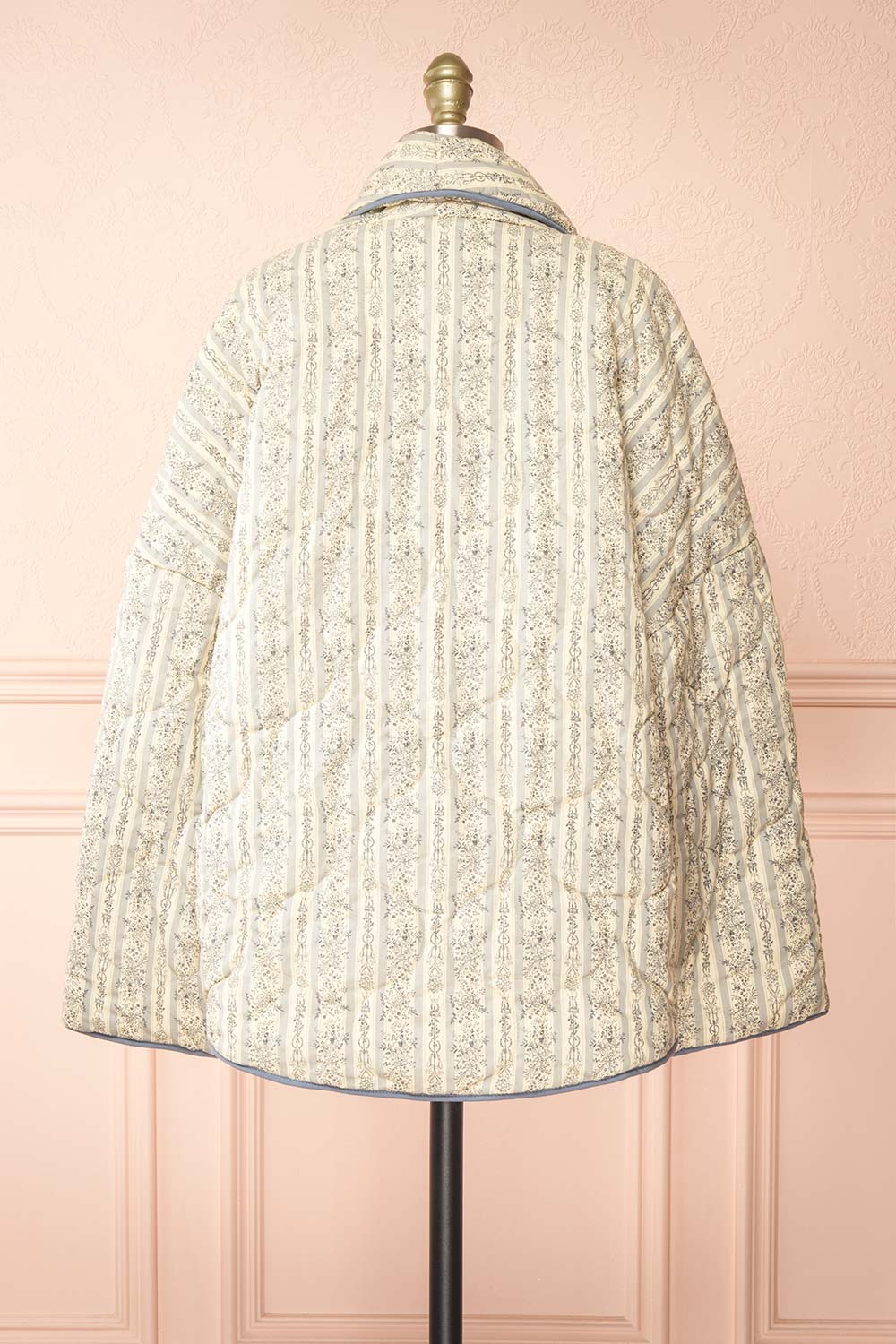 Wittie Stripes Quilted Striped Floral Jacket | Boutique 1861 back view