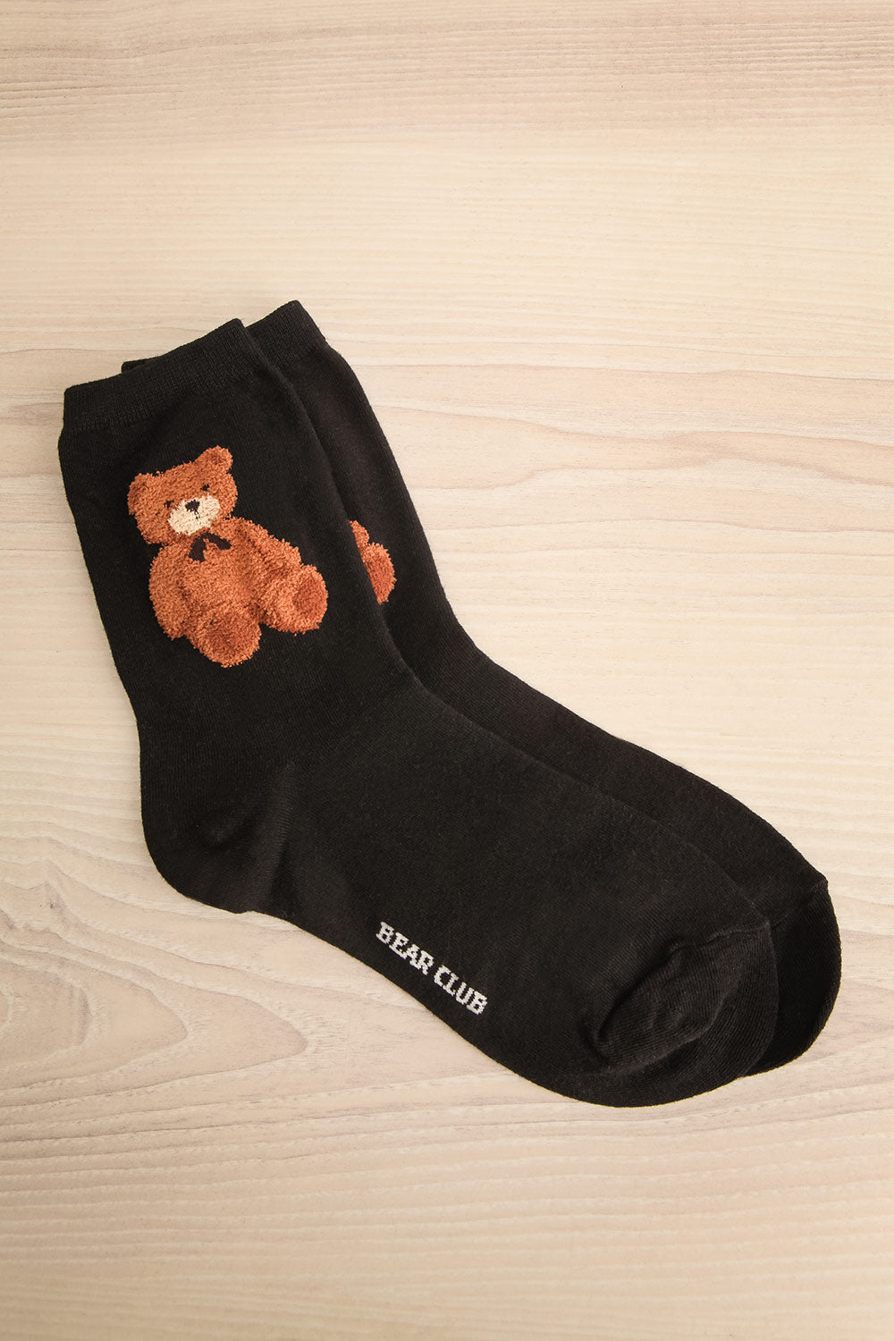 Wohlen Black Teddy Bear Crew Socks | La petite garçonne