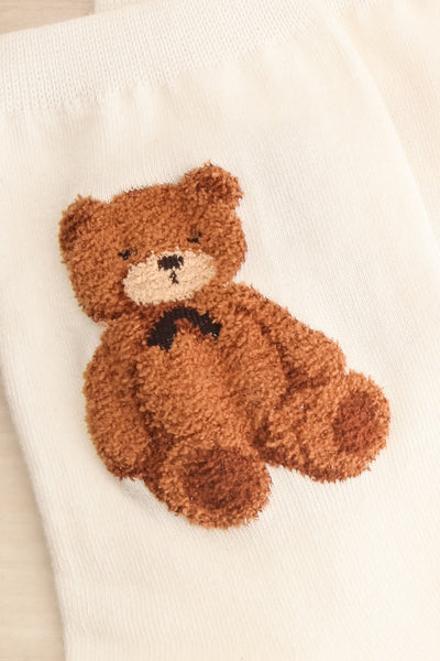 Wohlen White Teddy Bear Crew Socks | La petite garçonne detail