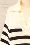 Wokingham | Ivory Knit Sweater w/ Black Stripes | La petite garçonne front